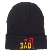 Number 1 Dad Outline Embroidered Long Beanie