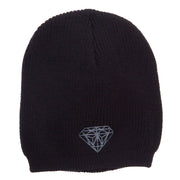 Grey Diamond Embroidered Rib Beanie