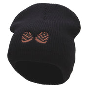 Made in USA Pine Cones Big Size Rib Beanie with Bottom Band - Black XL