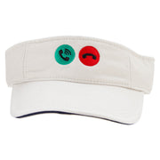 Phone Calling Embroidered Pro Style Cotton Twill Washed Visor - Khaki-Navy OSFM
