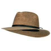Men's Palm Braid Leather Band Fedora Hat