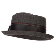 Women's Wool Blend Ribbon Band and Bow Trim Pork Pie Fedora Hat