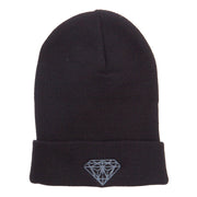 Big Size Grey Diamond Embroidered Long Beanie
