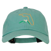 Florida Orange Blossom with Map Embroidered Unstructured Washed Cap