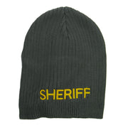 Big Size Sheriff Embroidered Ribbed Beanie
