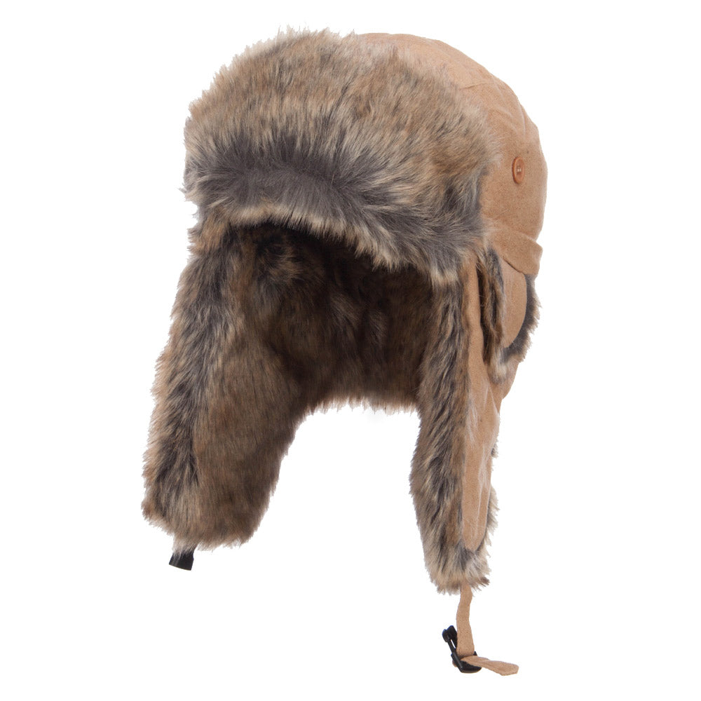 Suede Faux Fur Winter Trooper Hat
