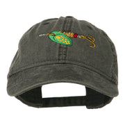 Fishing Green Spinner Embroidered Washed Cap