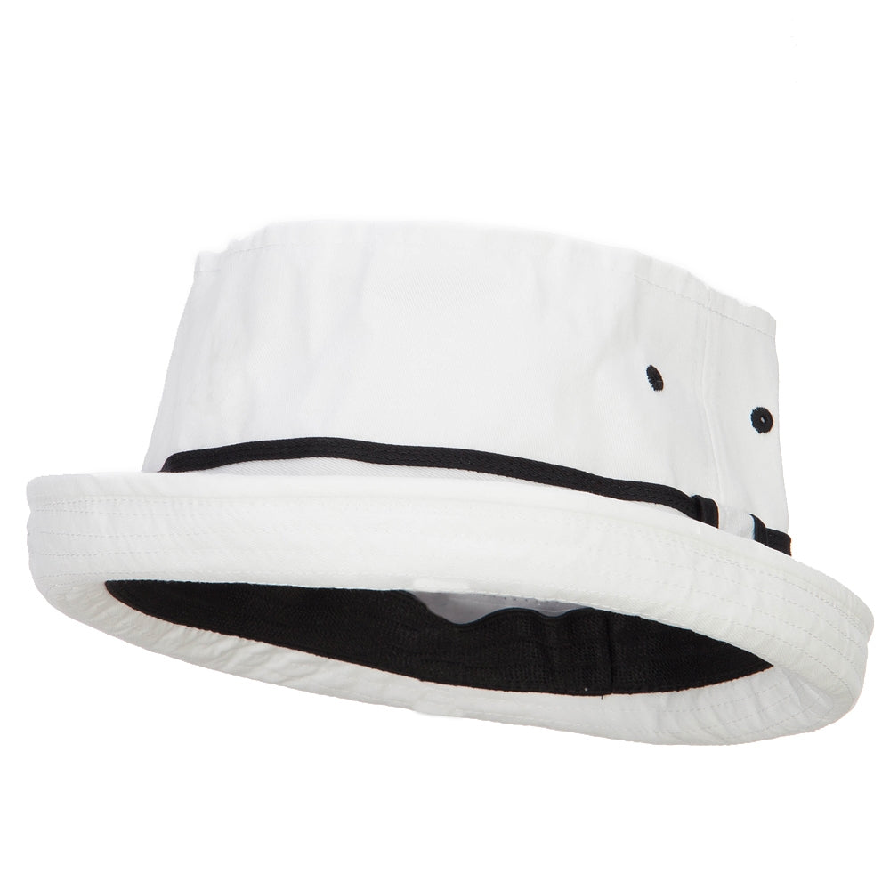 Big Size Striped Hat Band Fisherman Bucket Hat - White Black XL-2XL
