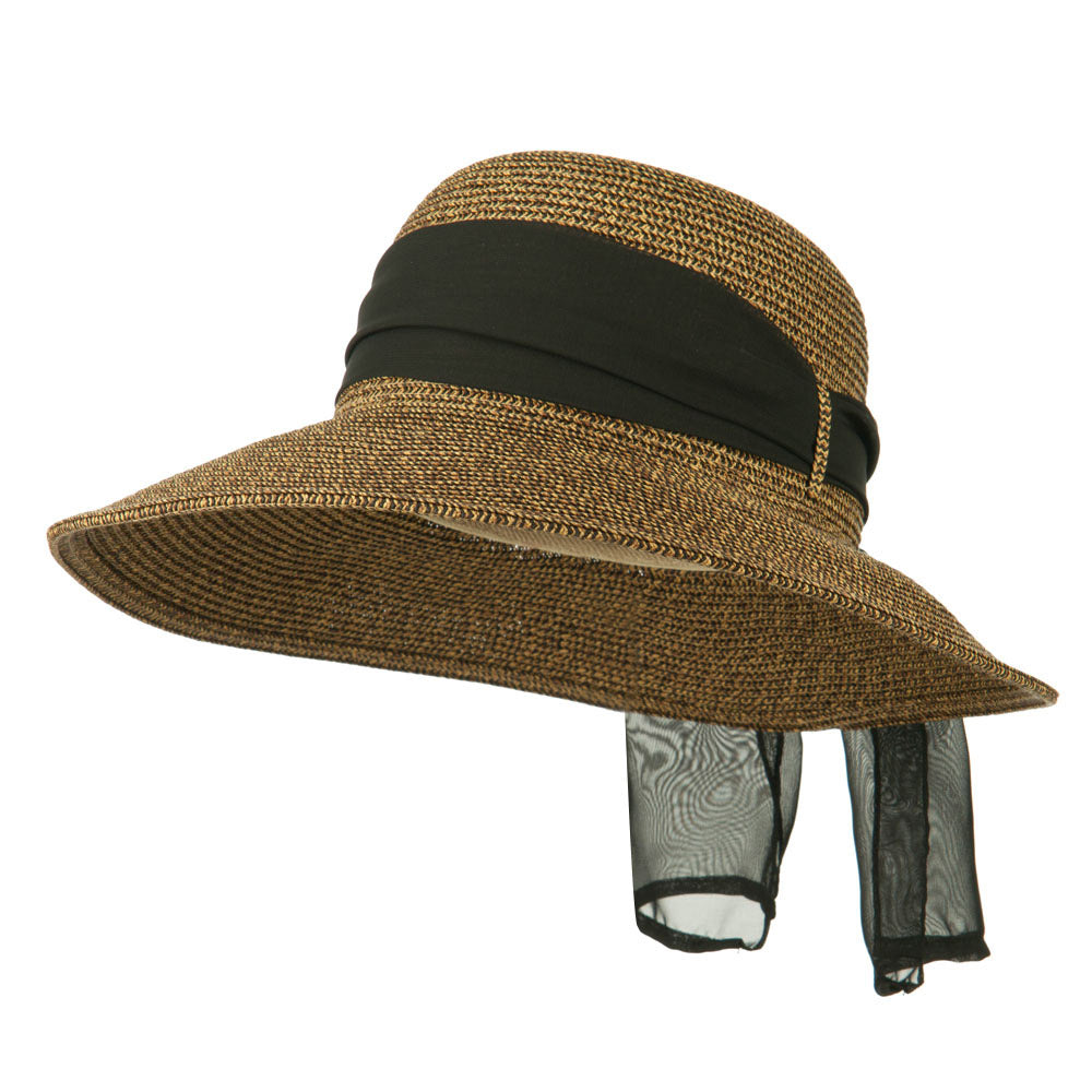 UPF 50+ Garment Tie Wide Brim Sun Hat - Black OSFM