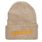 Sheriff Embroidered Oversize Cotton Long Beanie