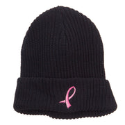Breast Cancer Embroidered Big Size Waffle Beanie