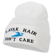 Kayak Hair Don't Care Embroidered 12 Inch Long Knitted Beanie