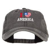 I Love America Embroidered Washed Cap