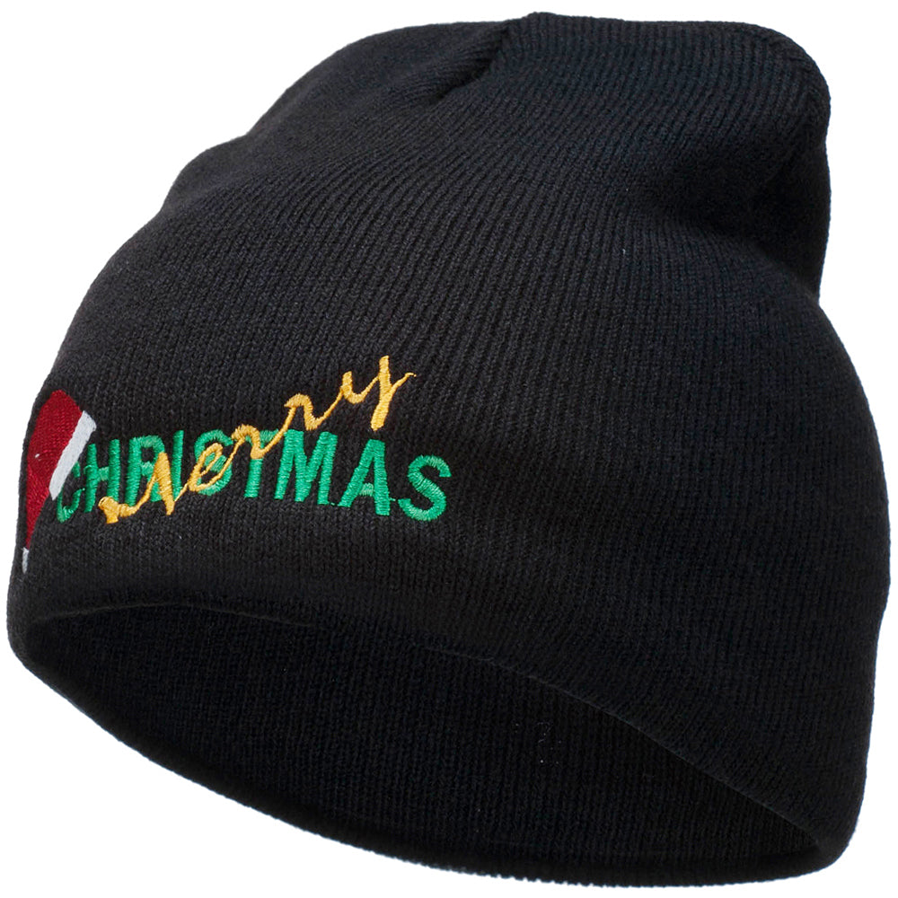 Merry Christmas Santa Hat Embroidered Short Beanie Christmas