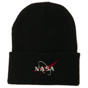 NASA Logo Embroidered Long Knit Beanie