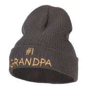 Number 1 Grandpa Embroidered Big Size Cuff Long Beanie