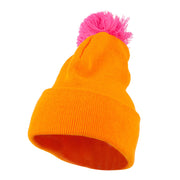 Neon Two Tone Pom Cuff Beanie
