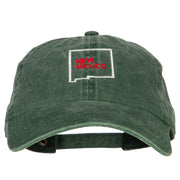 New Mexico with Map Outline Embroidered Washed Cotton Twill Cap
