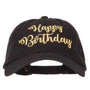 Glitter Happy Birthday Embroidered Unstructured Washed Cap