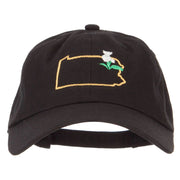 Pennsylvania Mountain Laurel with Map Embroidered Unstructured Washed Cap