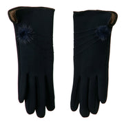 Woman's Faux Fur Lined Pompom Accent Glove