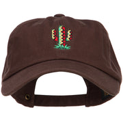 Pattern Cactus Embroidered Unstructured Washed Cap