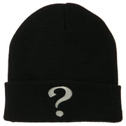 Question Mark Embroidered Long Knit Beanie