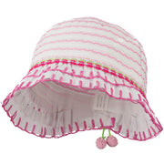 Girl's Hat with Stitched Accent Brim and Flower