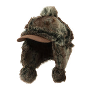 Faux Fur Trapper Hat with Pom Pom Accent