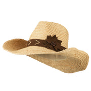 Raffia Suede Flower Cowboy Hat