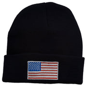 USA Flag Embroidered Long Knitted Beanie