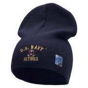 Licensed US Navy Retired Military Embroidered Short Beanie Made in USA