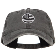 Circle Silver American Flag Embroidered Washed Cap