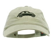Classic VW Beetle Embroidered Washed Solid Pigment Dyed Cotton Twill Brass Buckle Cap