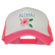 Hawaii Flower Aloha Embroidered Neon Polyester Big Size Mesh Cap