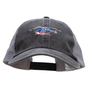 A Tourist Helicopter Big Size Washed Pigment Dyed Twill Trucker Cap - Black-Grey XL-3XL