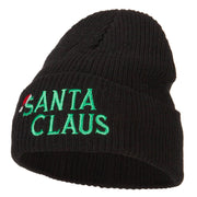 Christmas Hat with Santa Claus Embroidered Eco Cotton Ribbed XL Cuff Beanie