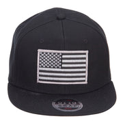 Grey American Flag Patched Flat Snapback Cap