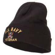 US Navy Veteran Embroidered Big Size Long Beanie
