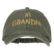 Number 1 Grandpa Embroidered Big Size Washed Cap