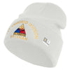 U.S. Army 1st Armored Division Logo Embroidered 12 Inch Solid Knit Cuff Long Beanie Made in USA - White OSFM