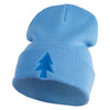 Gravity Dipper Pine Tree Embroidered 12" Long Kitted Beanie - Sky Blue OSFM