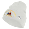 U.S. Army 3rd Armored Division Logo Embroidered 12 Inch Solid Knit Cuff Long Beanie Made in USA - White OSFM