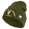 U.S. Army 163rd Armored Brigade Logo Embroidered 12 Inch Solid Knit Cuff Long Beanie Made in USA - Olive OSFM