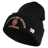 U.S. Army 30th Armored Brigade Logo Embroidered 12 Inch Solid Knit Cuff Long Beanie Made in USA - Black OSFM
