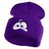 Inside Emotions Fear Embroidered 12" Long Knitted Beanie - Purple OSFM