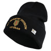 U.S. Army 1st Infantry Division Logo Embroidered 12 Inch Solid Knit Cuff Long Beanie Made in USA - Black OSFM