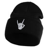Skeleton Rock Logo Embroidered 12" Long Knitted Beanie - Black OSFM