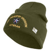 U.S. Army 2nd Infantry Division Logo Embroidered 12 Inch Solid Knit Cuff Long Beanie Made in USA - Olive OSFM