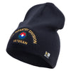 U.S. Army 9th Infantry Division Symbol Embroidered 8 Inch Solid Knit Short Beanie Made in USA - Navy OSFM